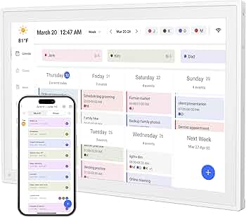 10.1″ Digital Calendar, Smart Touchscreen Chore Chart & Planner, White