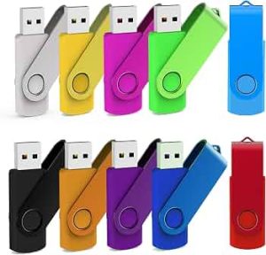 10 Pack 16GB USB Flash Drives, MAKACTUA 10 Colors USB 2.0 Thumb Drives with Swivel Cap Memory Stick Jump Drive Pen Drive Zip Drive