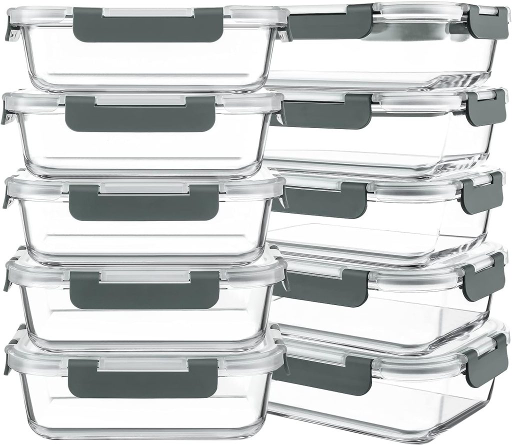 10 Packs 30 oz Glass Meal Prep Containers with Lids