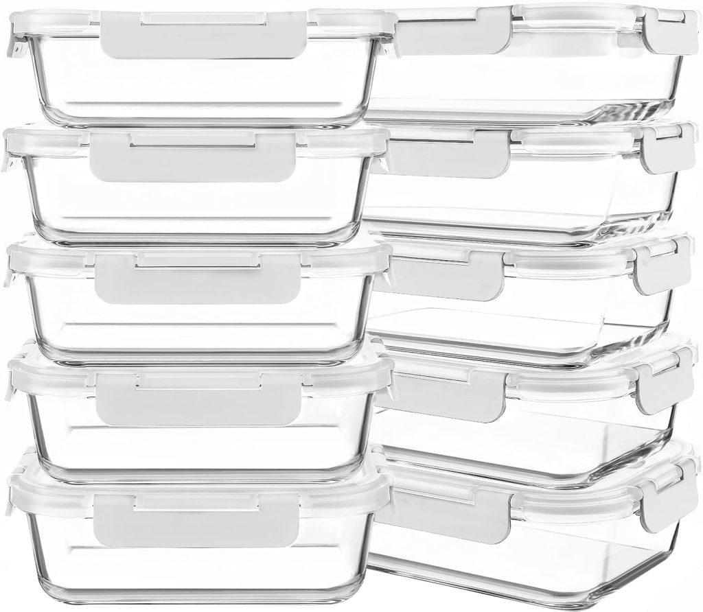 10 Packs 30 oz Glass Meal Prep Containers with Lids