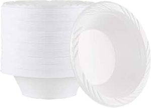 100 Count Disposable 12 ounce White Plastic Soup Bowls