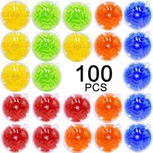 100PCS Brain Teaser Puzzle Ball Fidget Toys Bulk, Mini 3D Maze Balls Puzzles Games Party Favors for Kids 4-8 8-12,Classroom Prizes Stocking Stuffers for Boy Girl Gifts Easter Carnival Birthday Goodie