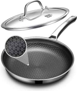 12 Inch Hybrid Nonstick Frying Pan with Lid, Stainless Steel Skillet