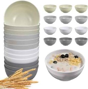 12 Pcs Unbreakable Cereal Bowls Set, 26 Oz Wheat Straw Bowls Set, Microwave & Dishwasher Safe Bowls for Kitchen, Reusable Plastic Bowls for Soup, Salad and Snack, BPA Free, Multicolor