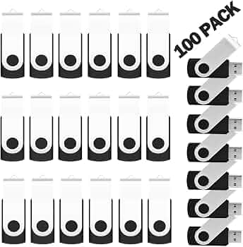 128MB Bulk Flash Drive 100 Pack EASTBULL USB 2.0 Flash Drives Bulk (Black)