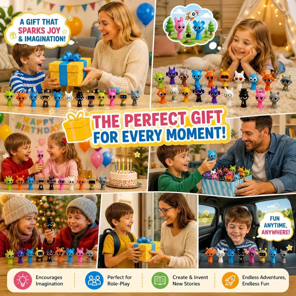 12PCS Sprunky Action Figures Mystery Box,Sprunky Action Figures,Office Room Figurine Decor for Kids Teen Adults,Action Figure Toys Gifts for Birthday Goodie Bag Fillers Halloween Party Favors