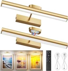 13.8″ Cordless Picture Light for wall, Gold, 2 Pack