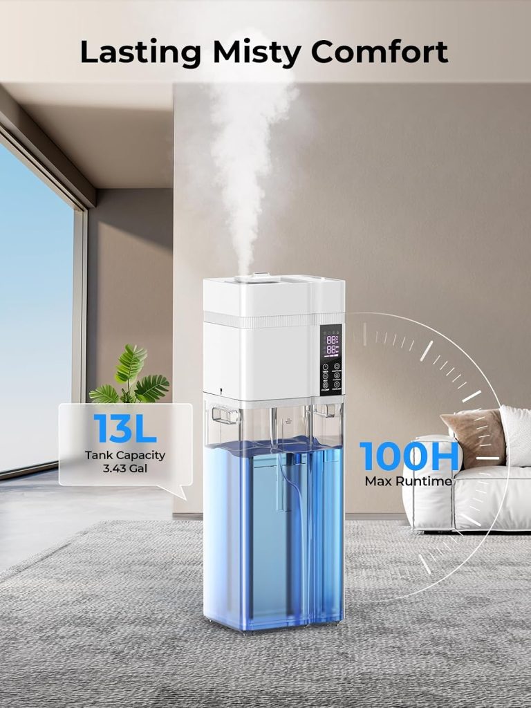 13L/3.43Gal Humidifier Large Room, 800ft² Coverage, 100H Runtime