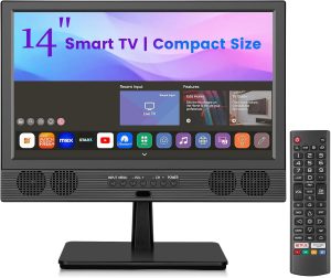 14 Inch Small Smart TV, HD LED Flat Screen Smart TV with ATSC Tuner/HDMI/USB/AV for Kitchen, RV, Camper, Bedroom or Travel Use