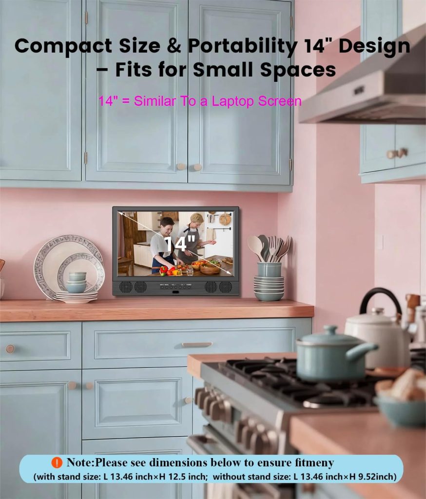 14 Inch Small Smart TV, HD LED Flat Screen Smart TV with ATSC Tuner/HDMI/USB/AV for Kitchen, RV, Camper, Bedroom or Travel Use