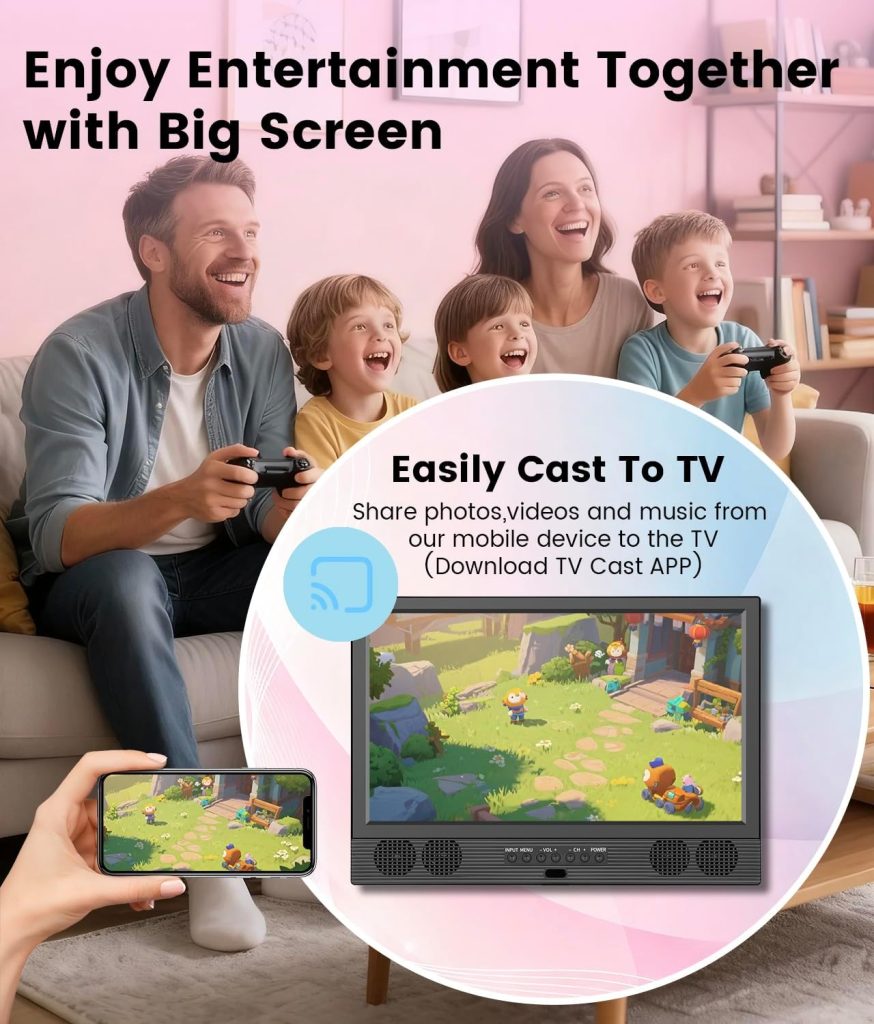 14 Inch Small Smart TV, HD LED Flat Screen Smart TV with ATSC Tuner/HDMI/USB/AV for Kitchen, RV, Camper, Bedroom or Travel Use