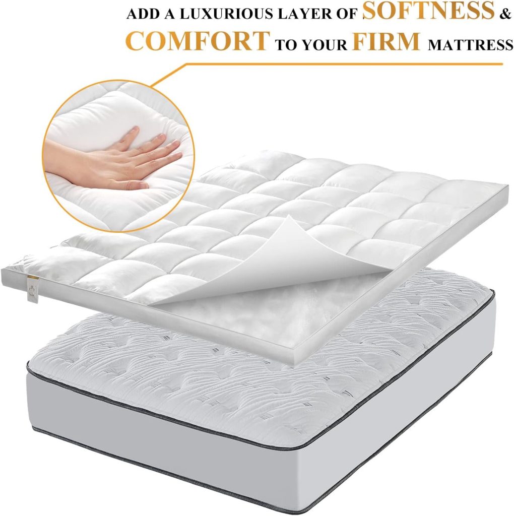 1400 GSM Queen Mattress Topper, Extra Thick Cooling Pillow Top Plush Pad