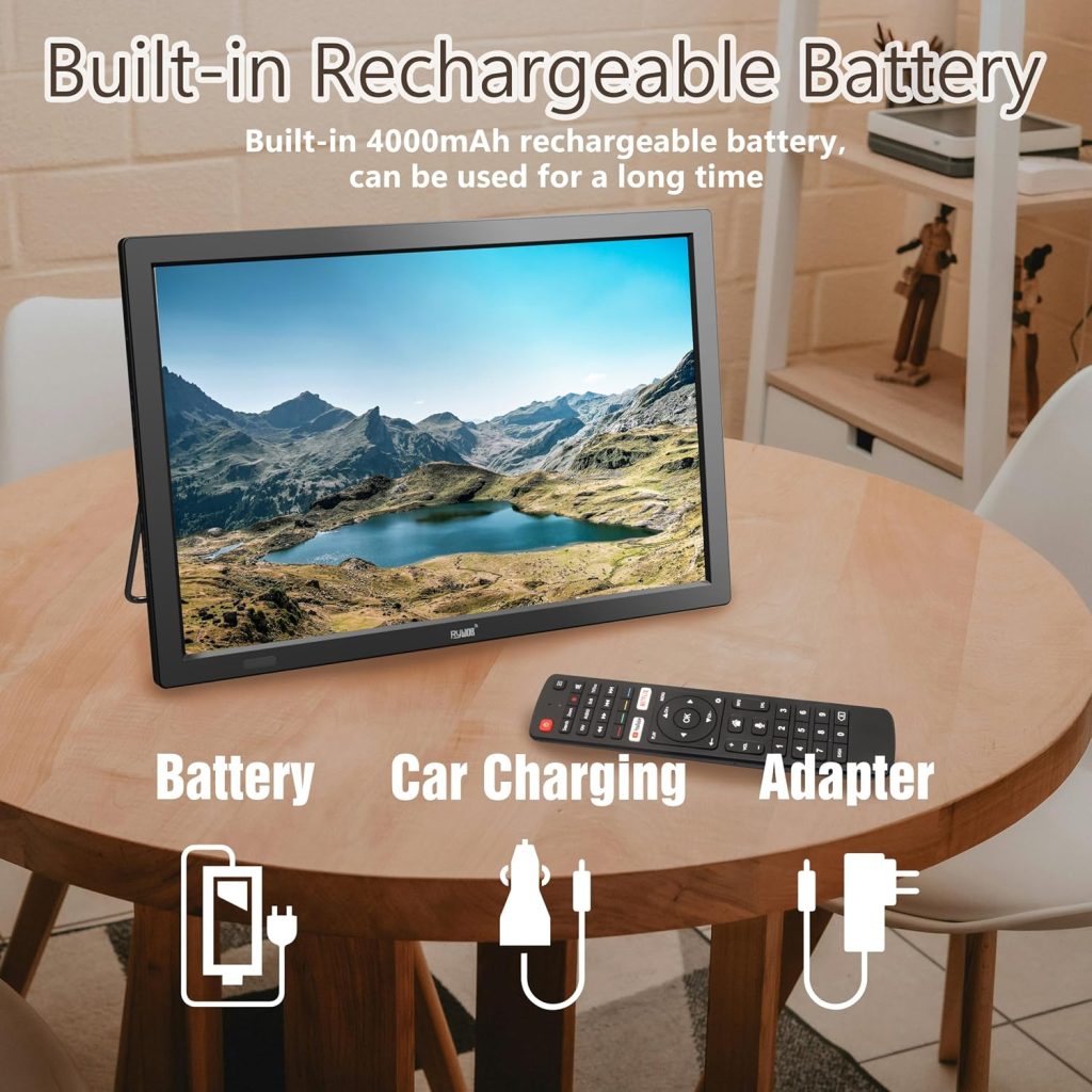 15.6″ Small Smart TV,4000mAh Rechargeable Battery TV for Camping