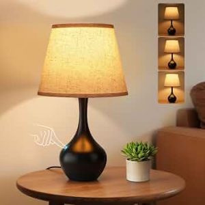 16.1″ Touch Table Lamp for Nightstand, 3 Way Dimmable Small Bedroom Lamp