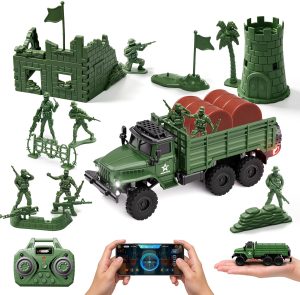 1:64 RC Military Truck with Army Men Military Toys Set for Boys 6+