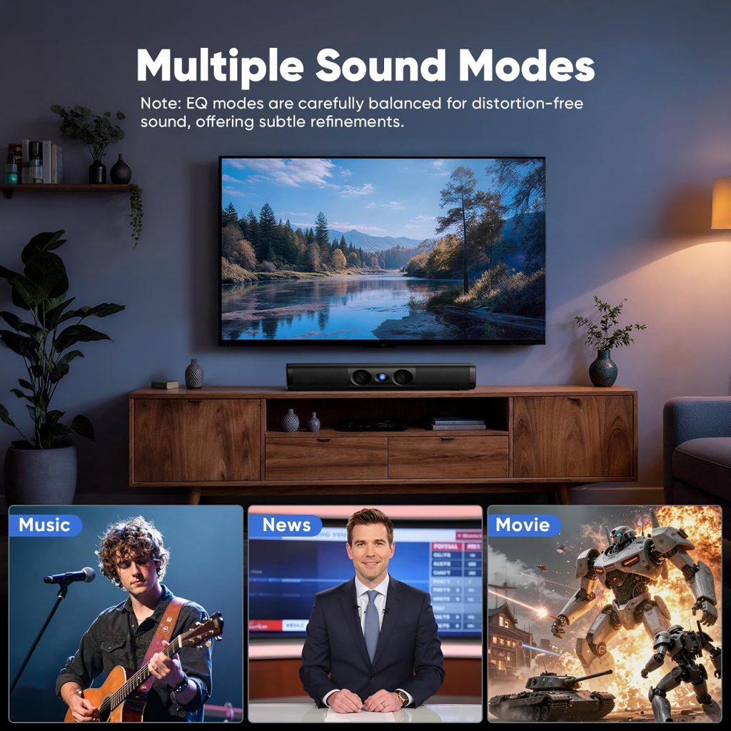 17-Inch Sound Bar, Dual Bass Ports for Deep Bass, 90W Peak Power