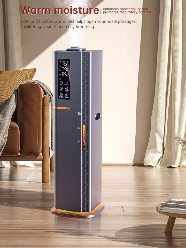 2.64Gal Humidifiers for Bedroom Large Room, Warm and Cool Mist up to 500ft², Ambient Light Top Fill Diffuser, 24H Timer, 3 Mist Modes, 35dB Quiet Humidifier for Home Office Plants