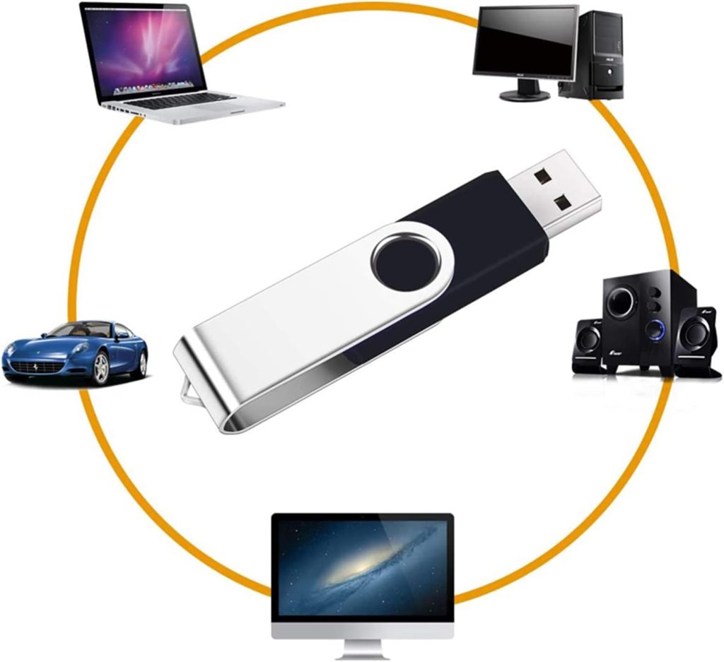 2 Pack 64GB USB Flash Drive USB 2.0 Thumb Drives Jump Drive Fold Storage Memory Stick Swivel Design – Black