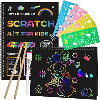 2 Pack Scratch Paper Art Set: Notebooks Arts Supplies and Crafts for Kids