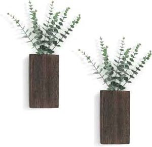 2 PCS Wall Planter Vase with Fake Plants for Farmhouse Wall Art Decor