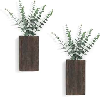 2 PCS Wall Planter Vase with Fake Plants for Farmhouse Wall Art Decor