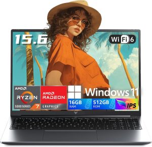 2026 AMD Gaming Laptop with AMD Ryzen 7 5700U Processor(8C/16T, Up to 4.3GHz), 16GB RAM 512GB NVMe SSD Laptop, Radeon™ Graphics, 15.6″ Display Laptop Computer, Backlit KB, WiFi 6, HDMI, Type-C