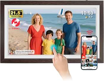 21.5″ Large Frameo Digital Photo Frame, 32GB WiFi Digital Picture Frame with 1920×1080 FHD IPS Touch Screen, USB Drive/SD Card, Wall Mountable Auto-Rotate, Easy Share Photos/Videos from Anywhere