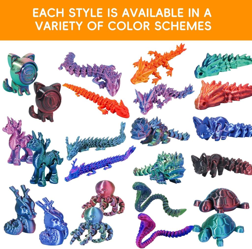 24 Pack 2.5″ 3D Printed Blind Box Eggs, 12 Styles Articulated Animal Figurines, Gradient Stress Relief Collectible Toys, Easter Stuffers, Home Decor for Adults