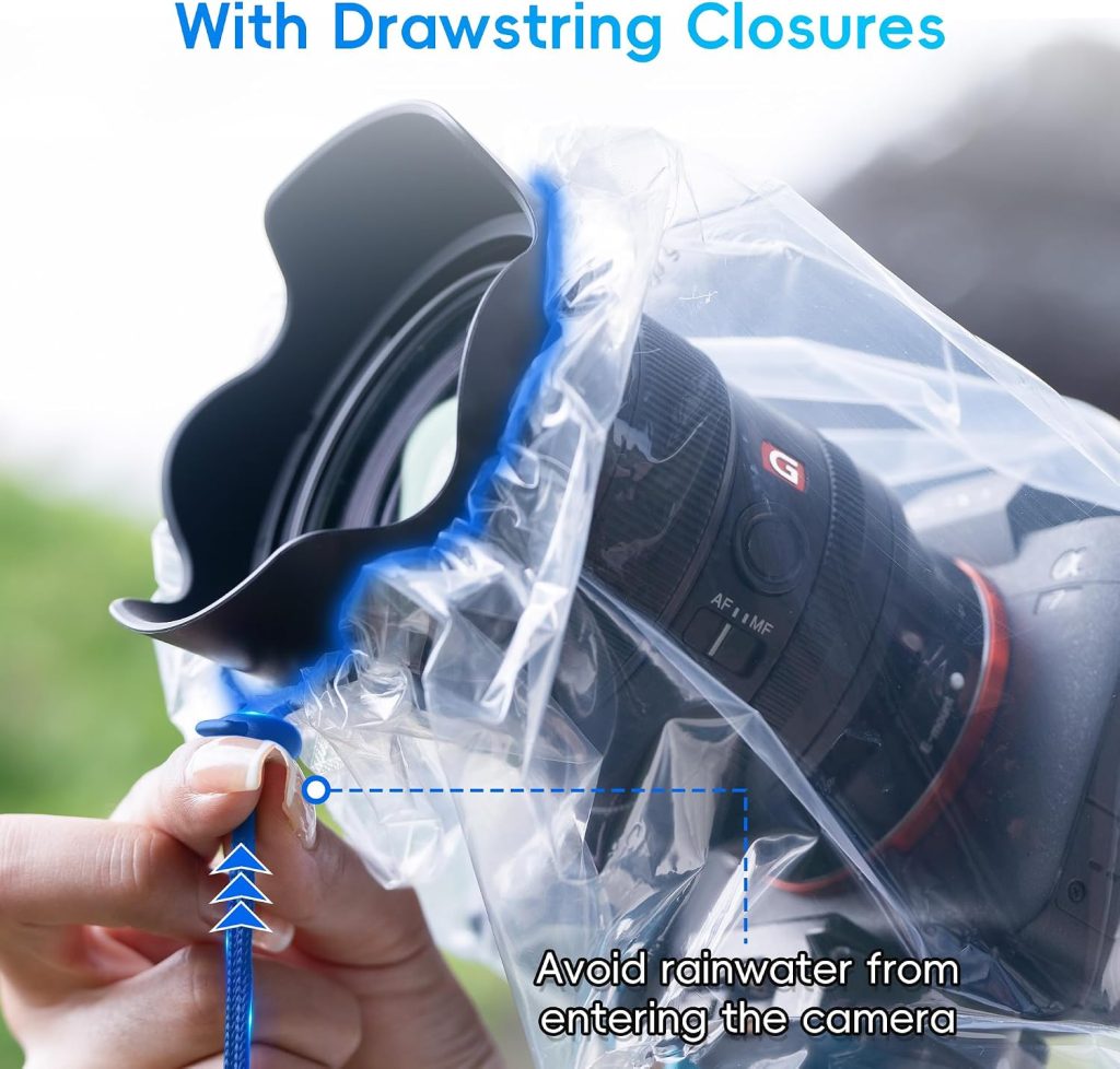 2Pack Camera Rain Cover Clear Waterproof Sleeve for Camera w Lens up to 11″