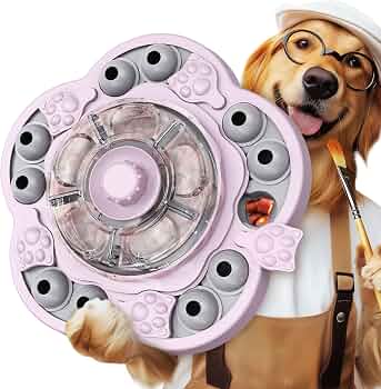 3-Level Dog Puzzle Toy, Spin to Release Treat Dispenser, Slow Feeder