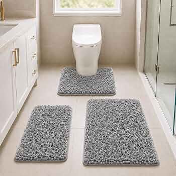 3 Piece Bathroom Rug Set Non Slip 3 Piece Bath Rug Set Ultra Soft Bath Rug,Absorbent Shaggy Bath Mat,Perfect Plush Bathroom Mats Sets with U-Shaped Toilet Mat