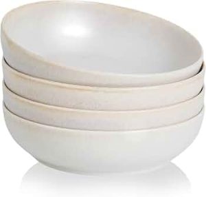 30oz Ceramic bowls set of 4-8″ serving bowls for Kitchen,Pasta,Salad-Dishwasher & Microwave Safe Perfect for Housewarming, Thanksgiving, Christmas-Oat Beige