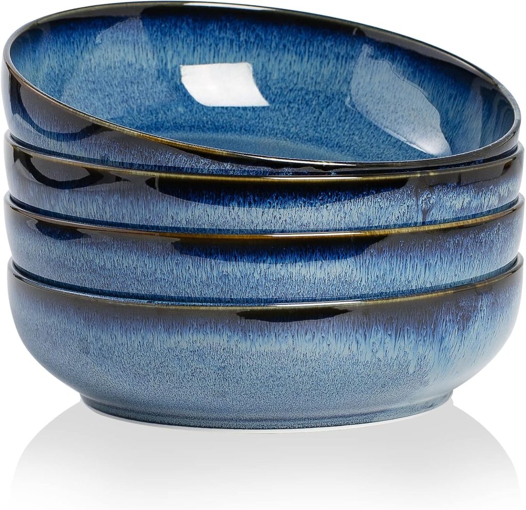 30oz Ceramic bowls set of 4-8″ serving bowls for Kitchen,Pasta,Salad-Dishwasher & Microwave Safe Perfect for Housewarming, Thanksgiving, Christmas-Royal Blue