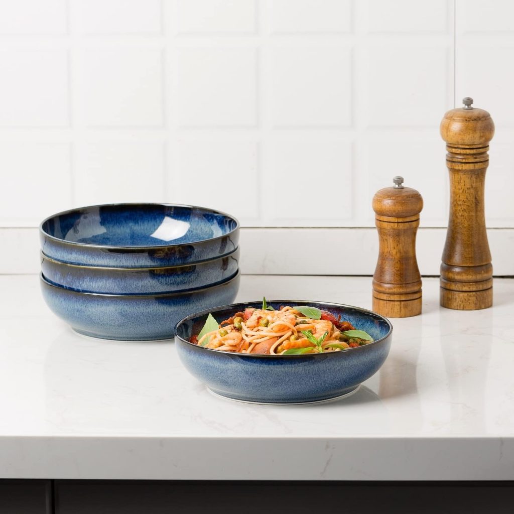 30oz Ceramic bowls set of 4-8″ serving bowls for Kitchen,Pasta,Salad-Dishwasher & Microwave Safe Perfect for Housewarming, Thanksgiving, Christmas-Royal Blue