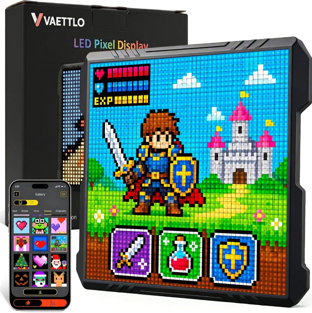 32×32 LED Pixel Art Display, USB Powered Gaming Desk Decor with App