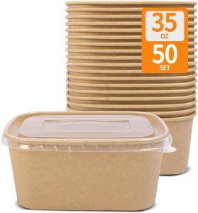35 oz Disposable Meal Prep Containers 50 Pack Paper Food Containers