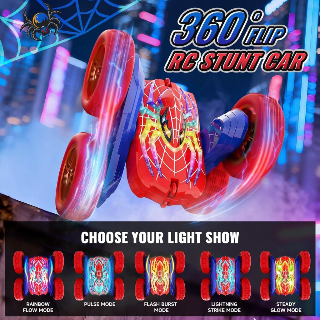 360°Flip Rc Cars Toys with Glowing Hero Eyes & Legs, 2.4GHz Drift Stunt Remote Control Car, 4WD & Double-Sided Race Car, Birthday Gifts Toys for 3 4 5 6 7 8 9 10 11+ Year Old Boys Age 3-4 4-6 6-8 8-12