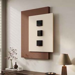 3D Modern Abstract Wall Art for Living Room, Wood Textured Artwork for Wall