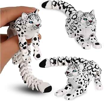 3D Printed Snow Leopard Figurine Desk Toy Home Decor Collectible