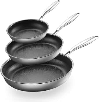 3pcs Non Stick Frying Pans Stainless Steel Frying Pan Set 8″+10″+12″