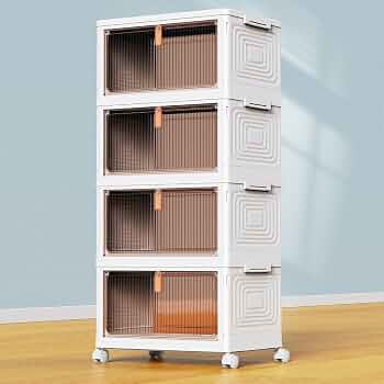 4 Tier Plastic Storage Bins with Lid 23QT, Stackable Storage Bins