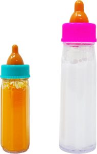 4E’s Novelty 2 Pack Baby Doll Bottles Accessories, Magic Doll Disappearing Milk and Juice – Baby Doll Accessories Toys for Kids Toddlers, Stocking Stuffers for Little Girls Ages 3 4 5 6 7