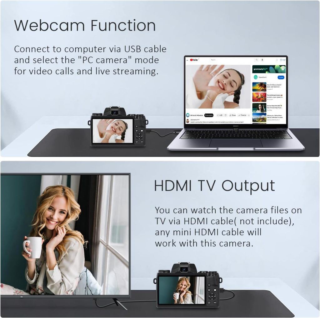 4K Digital Camera, 64MP WiFi Cameras for Photography with 4″ Touchscreen