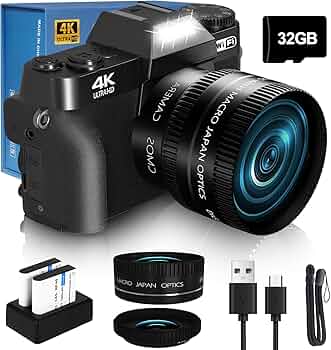 4K Digital Camera, Vlogging Camera with WiFi & Flip Screen