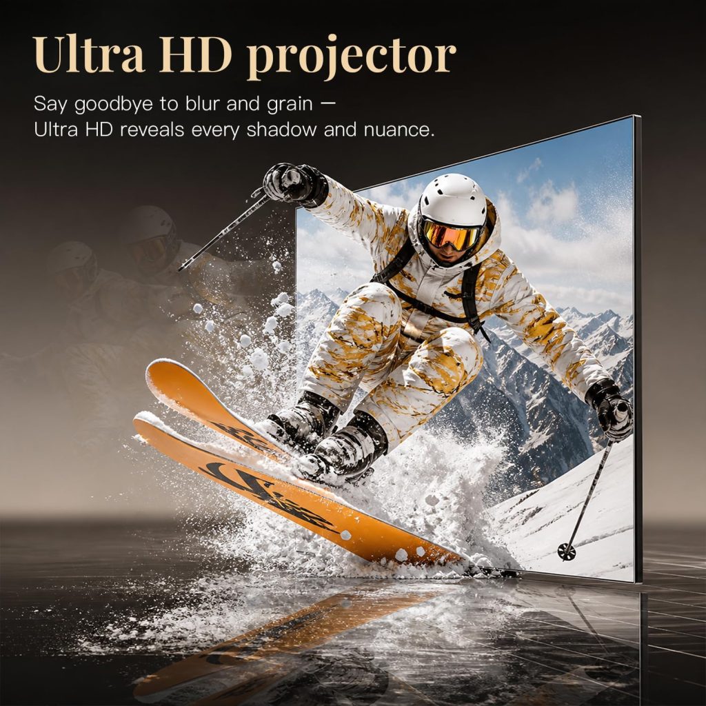 (Official Google TV & 5000 ANSI & Now with Netflix) 4K Smart Projector with WiFi and Bluetooth, Voice Control, XuanPad Black Portable Outdoor Movie Projector 4k, Dolby Audio, TOF Auto Focus & Keystone