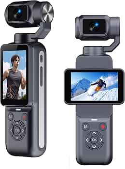 4K Vlogging Camera with 2-Axis Gimbal, EIS Anti-Shake Pocket Camera