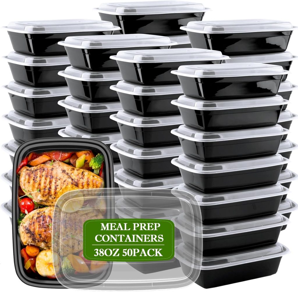 50 Pack 38oz Meal Prep Containers Reusable for Food Prep BPA Free