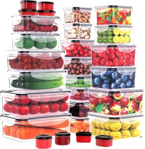 56 PCS Food Storage Containers with Lids Airtight (28 Boxes – 28 Lids)