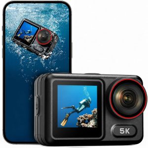 5K30FPS Waterproof Action Camera with 64GB Card, 34FT Underwater Cameras