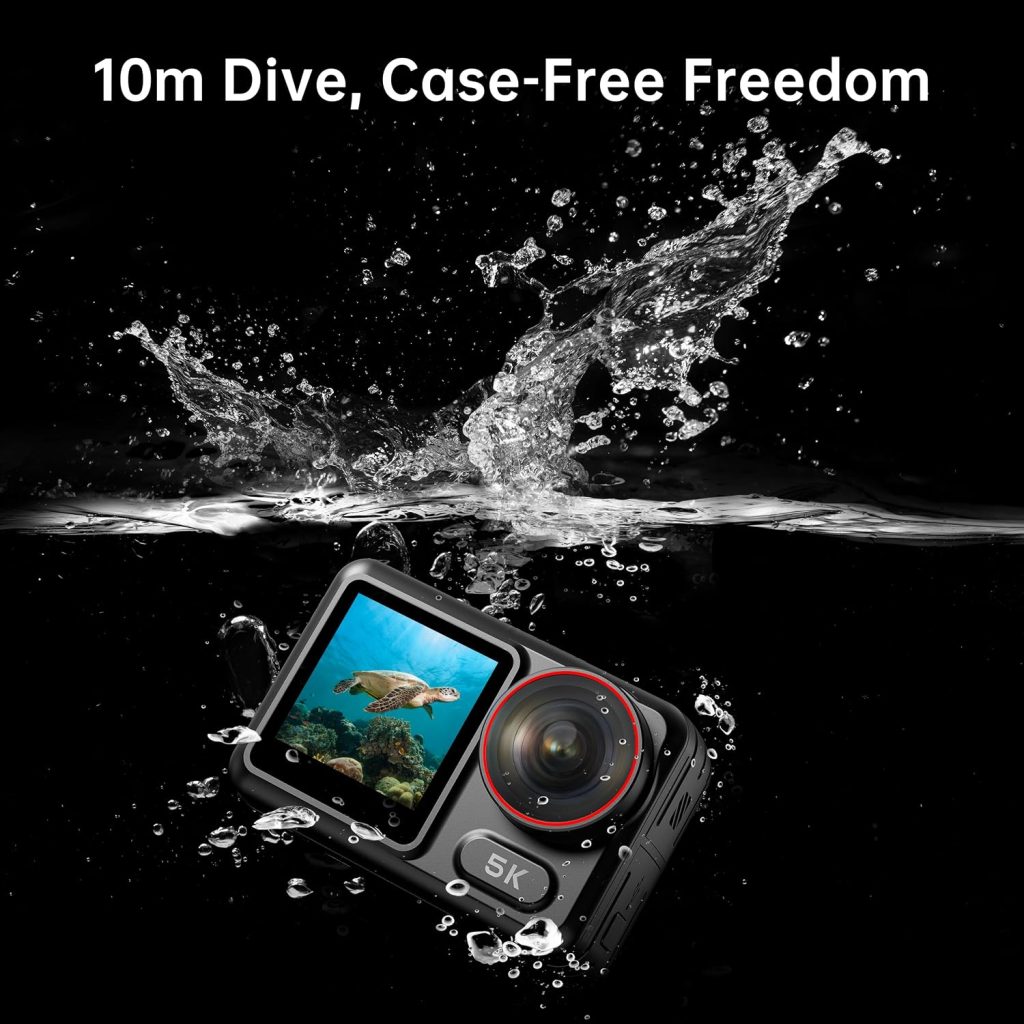5K30FPS Waterproof Action Camera with 64GB Card, 34FT Underwater Cameras